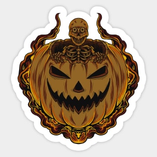 halloween Stickers tshirt design skeleton pumpkin halloween Sticker